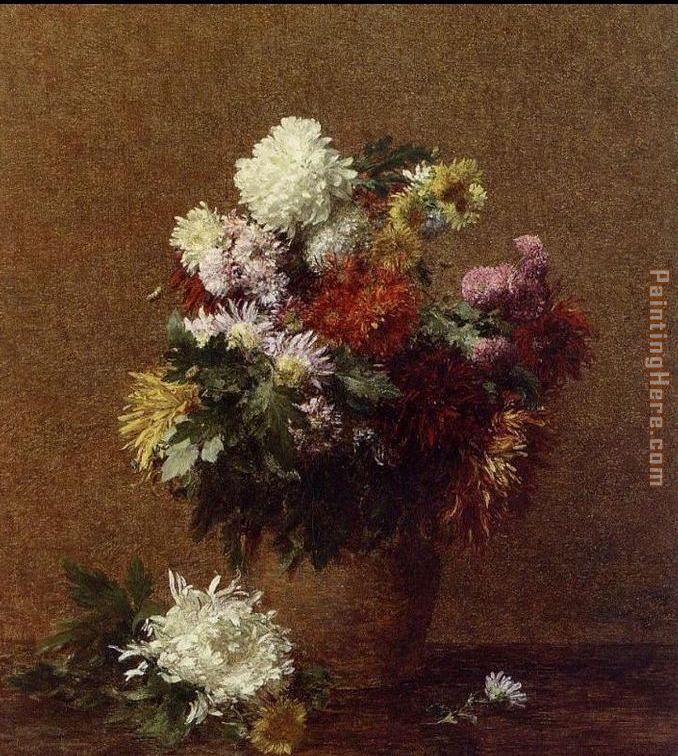 Large Bouquet of Chrysanthemums painting - Henri Fantin-Latour Large Bouquet of Chrysanthemums art painting